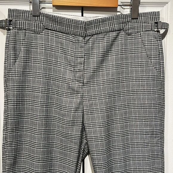 Walter Baker Black/White Houndstooth Plaid Cropped Ruffle Hem Pants Size 8 NWT‎ - Picture 2 of 12